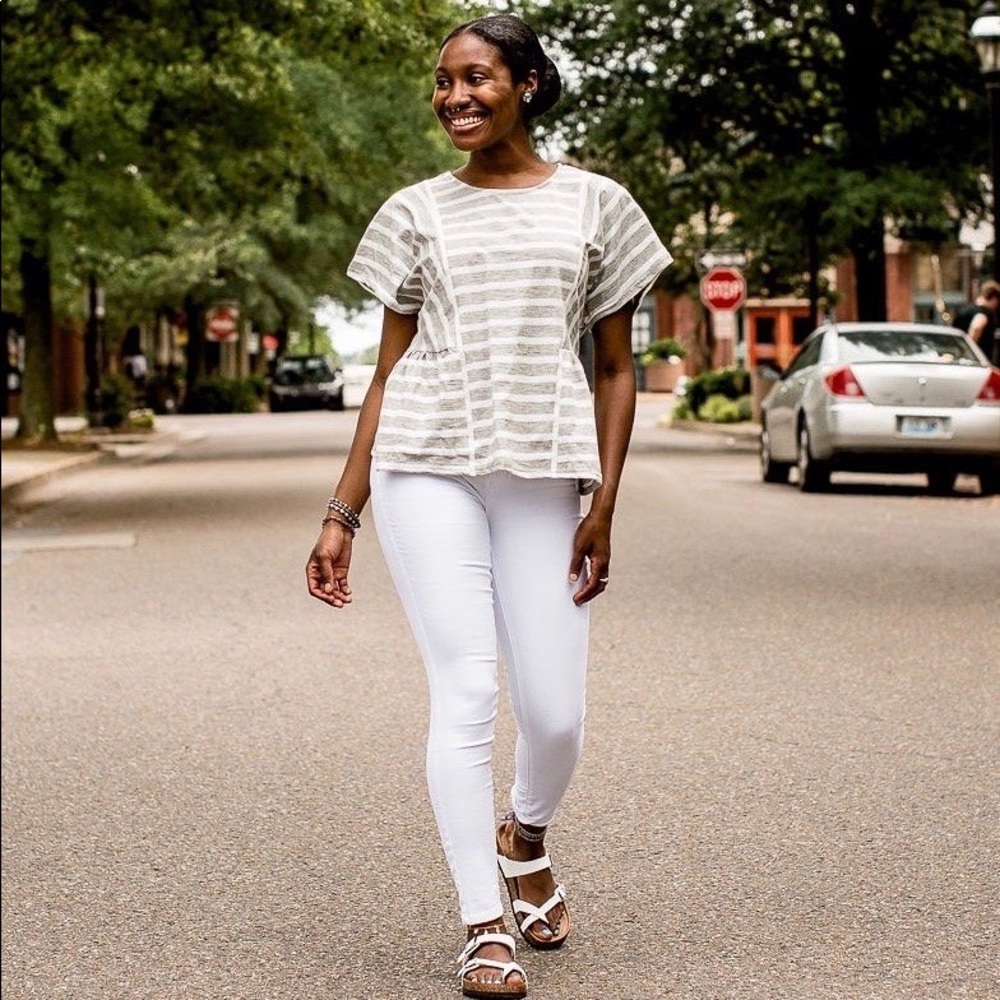 Hi-Waist White Skinny Jeans by YMI